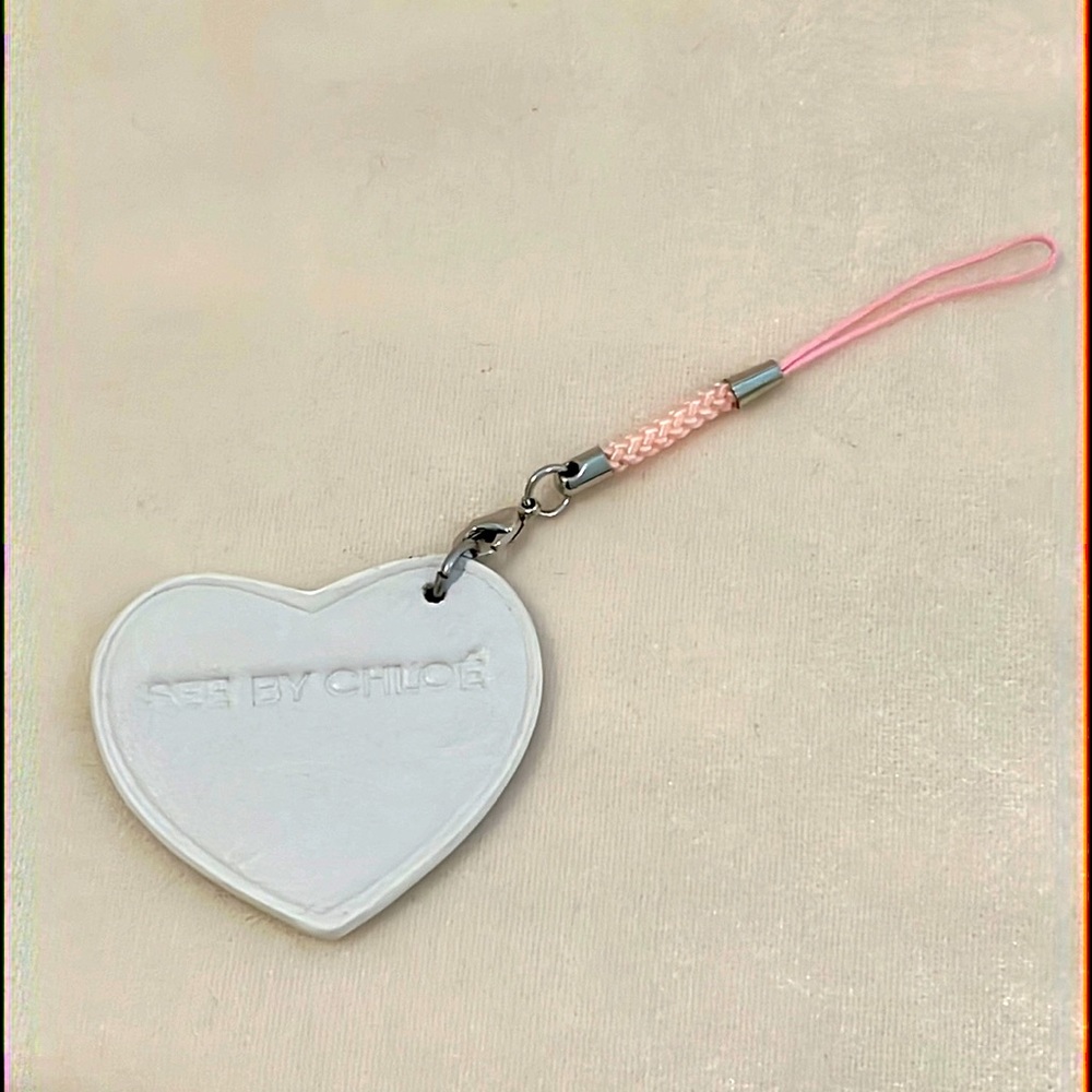 See By Chloé White Heart Charm with Pink Strap
